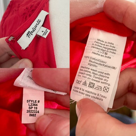 Madewell Scalloped Eyelet Midi Dress in Red - Size 4 (Orig. $150) 100% Cotton - Picture 4 of 4